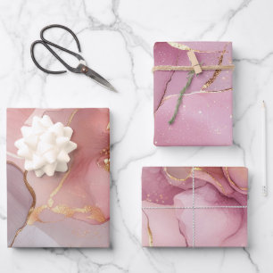 Feuille De Papier Cadeau Magnifique Gold Résumé Blush Rose  Douceur de mari