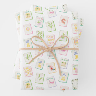 Feuille De Papier Cadeau Mahjong d'été austral en aquarelle