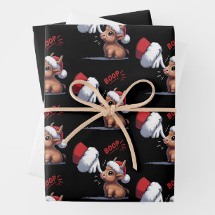 Feuille De Papier Cadeau Main Boop Noël Vache des Highlands Santa Fermier 