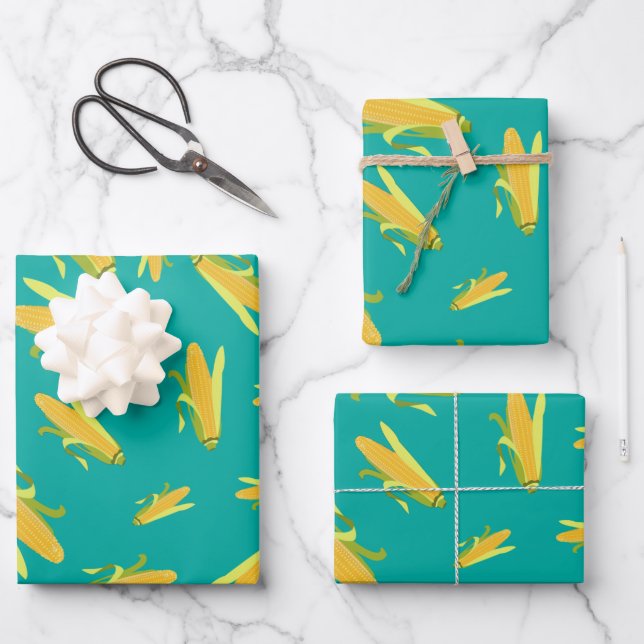 Feuille De Papier Cadeau Maïs Sur Le Motif Cob (Recto)