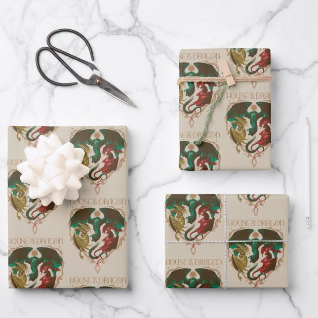 Feuille De Papier Cadeau Maison du Dragon | Bouclier dragon (Recto)