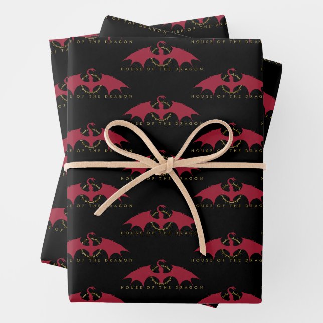 Feuille De Papier Cadeau MAISON DU DRAGON | Dragon rouge (En situation)