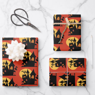 Feuille De Papier Cadeau Maison hantée d'Halloween