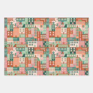 Feuille De Papier Cadeau Maisons