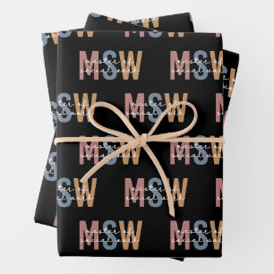 Feuille De Papier Cadeau Maîtrise en travail social - Rétro Graduation