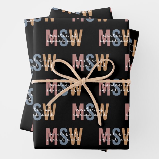 Feuille De Papier Cadeau Maîtrise en travail social - Rétro Graduation (En situation)