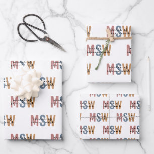 Feuille De Papier Cadeau Maîtrise en travail social - Rétro Graduation