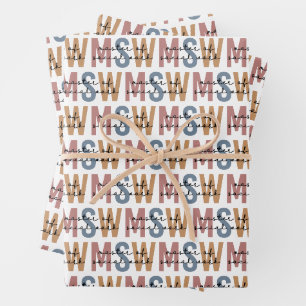 Feuille De Papier Cadeau Maîtrise en travail social - Rétro Graduation