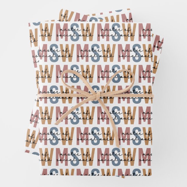 Feuille De Papier Cadeau Maîtrise en travail social - Rétro Graduation (En situation)