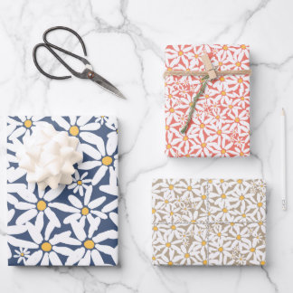 Feuille De Papier Cadeau Make My Daisy - Navy, Coral, Mocha