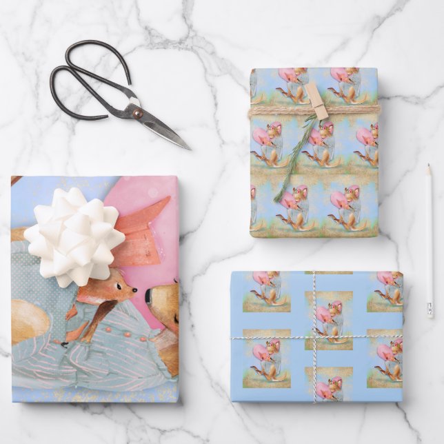 Feuille De Papier Cadeau Mama Kangaroo avec Joey (Recto)