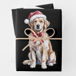 Feuille De Papier Cadeau Maman de chien amateur de Retriever doré de Noël