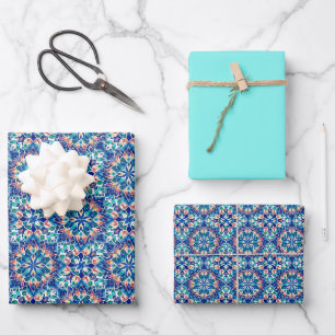 Feuille De Papier Cadeau Mandala de vitrail kaléidoscopique