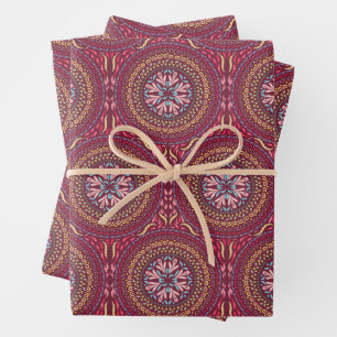 Feuille De Papier Cadeau Mandala Magenta Design