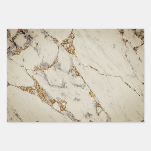 Feuille De Papier Cadeau Marbre blanc Gold Design