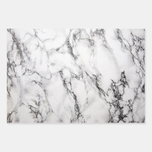 Feuille De Papier Cadeau Marbré noir et blanc moderne