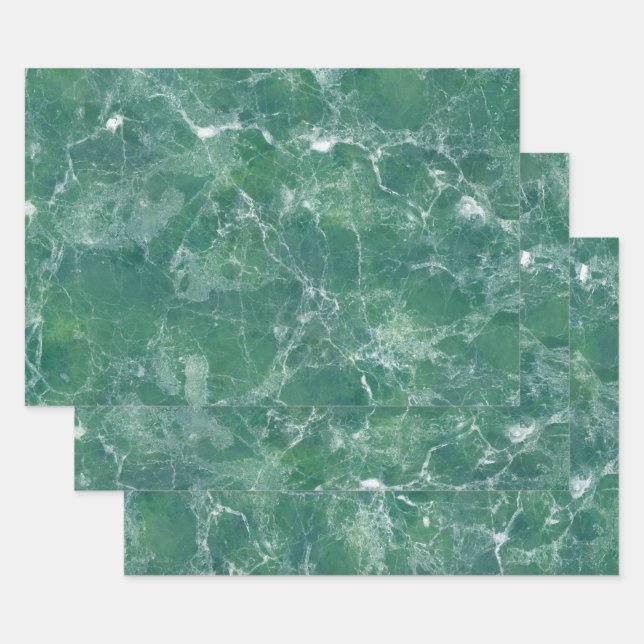 Feuille De Papier Cadeau Marbre vert (Lot)