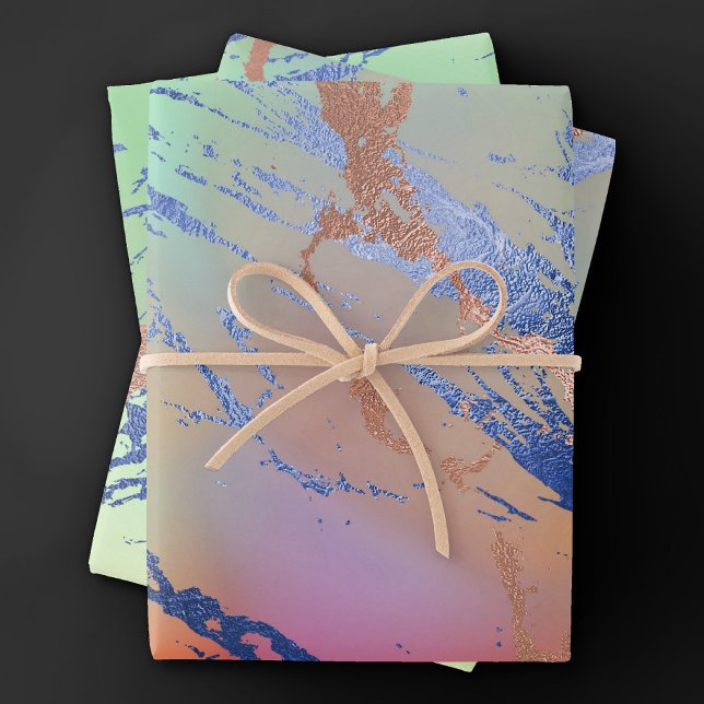 Feuille De Papier Cadeau Marbre Vivant | Aquarelle Pastel Audacieuse et Col (Créateur téléchargé)