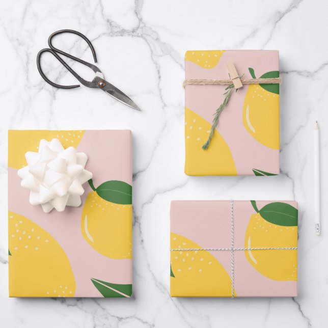 Feuille De Papier Cadeau Marché des fruits Citron Imprimer Aliments moderne (Recto)
