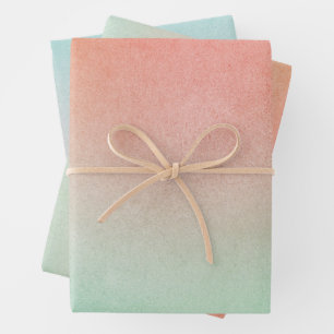 Feuille De Papier Cadeau Mariage à la Menthe Pêche Orange