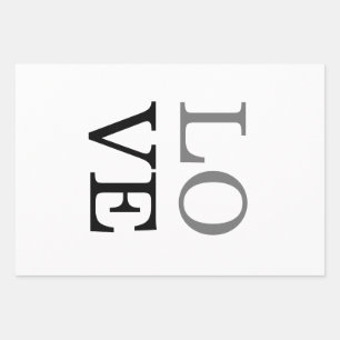 Feuille De Papier Cadeau Mariage Amour Script Noir Gris 