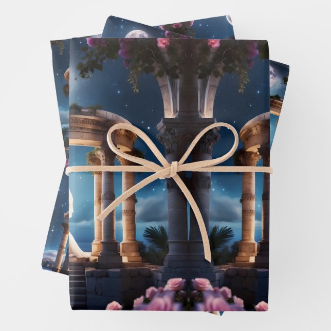 Feuille De Papier Cadeau Mariage Couple S'embrasser dans une ruine romaine (En situation)