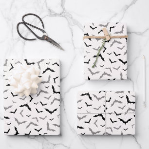 Feuille De Papier Cadeau Mariage de chauve-souris noire d'Halloween gothiqu