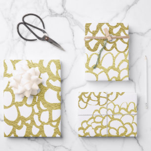 Feuille De Papier Cadeau Mariage de Motif pétale dessiné à la main d'or