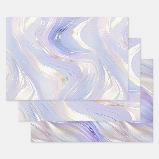 Feuille De Papier Cadeau Mariage de verre doré Lavender (Lot)