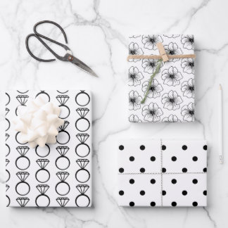 Feuille De Papier Cadeau Mariage/Douche de Mariée Noir & Blanc