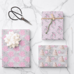 Feuille De Papier Cadeau Mariage, Fête des mariées Enveloppe cadeau - Ensem