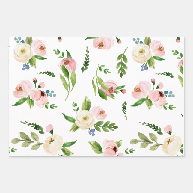 Feuille De Papier Cadeau Mariage floral de printemps (Devant)