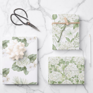 Feuille De Papier Cadeau Mariage Floral d'Hydrangea de Plage Tropical Aloha