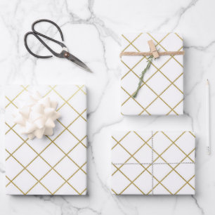 Feuille De Papier Cadeau Mariage Motif Abstrait géométrique classique Gold