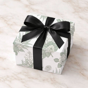 Feuille De Papier Cadeau Mariage personnalisé au eucalyptus vert