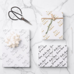 Feuille De Papier Cadeau Mariage personnalisé Wish Silver Gold Black White