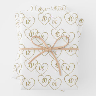 Feuille De Papier Cadeau Mariée customisée et salle d'or Mariage Coeur Char