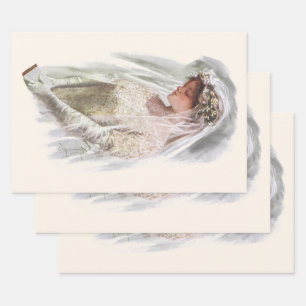 Feuille De Papier Cadeau Mariée victorienne vintage avec Bible Harrison Fis