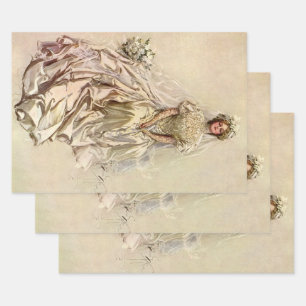 Feuille De Papier Cadeau Mariée victorienne vintage, portrait de mariage an