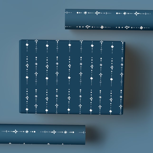 Feuille De Papier Cadeau Marine Abstraite moderne Bleu hiver nordique (Créateur téléchargé)