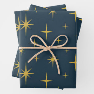 Feuille De Papier Cadeau Marine de Starburst atomique, moutarde