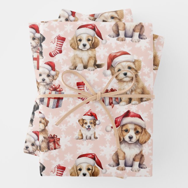 Feuille De Papier Cadeau Marionnettes et bas de Noël mignons (En situation)
