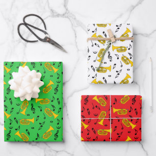 Feuille De Papier Cadeau Marquage Baritone Notes musicales Clés Treble