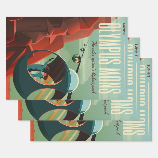 Feuille De Papier Cadeau Mars Olympus Mons Système solaire Volcano le plus  (Lot)