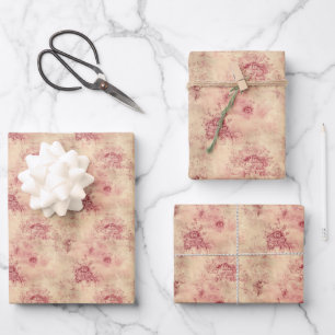 Feuille De Papier Cadeau Marsala baroque vintage et damas or