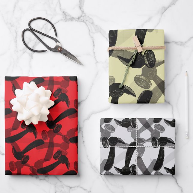 Feuille De Papier Cadeau Marteaux de menuiserie sur Mancave (Recto)
