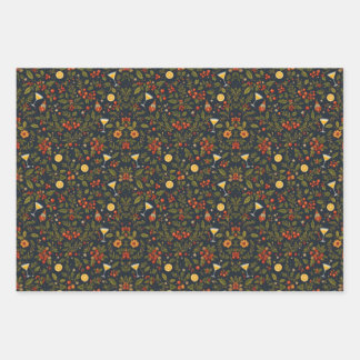 Feuille De Papier Cadeau Martinis and Botanicals Holiday Wrapping Paper