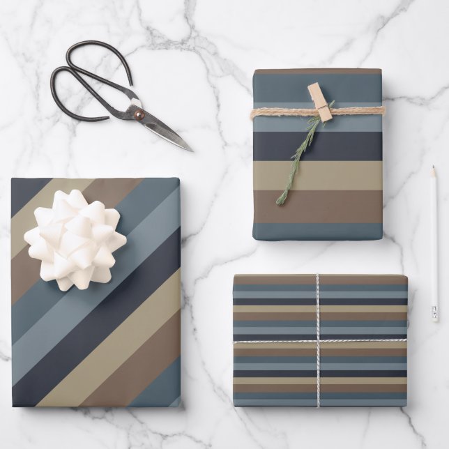 Feuille De Papier Cadeau Masculine bleu Brown (Recto)