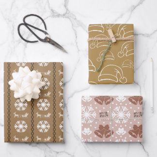 Feuille De Papier Cadeau Masculine Élégant Motif de Noël Brown
