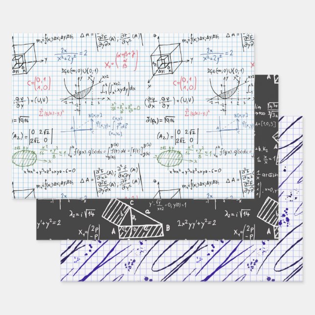Feuille De Papier Cadeau Mathématiques, algèbre, géométrie, stylo à bille (Lot)